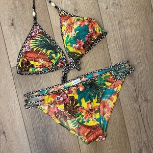 Lascana tropical print bikini with leopard trim